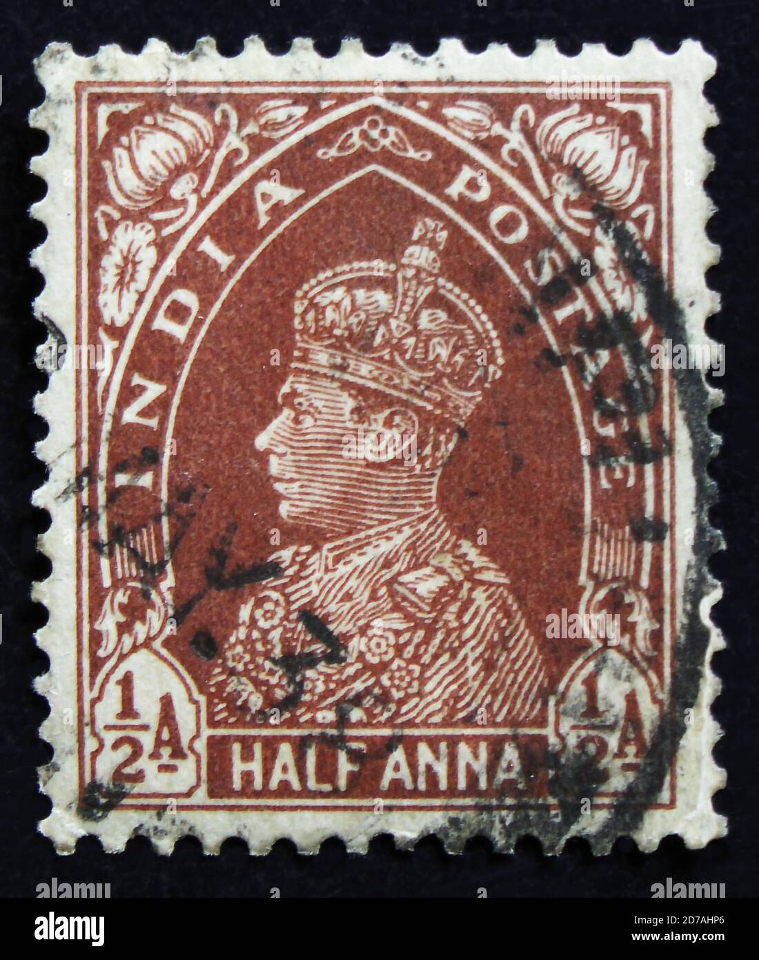 MOSCA, RUSSIA - 2 APRILE 2017: Un francobollo stampato in India mostra il ritratto di Giorgio VI (1895 -1952), circa il 1937 Foto Stock
