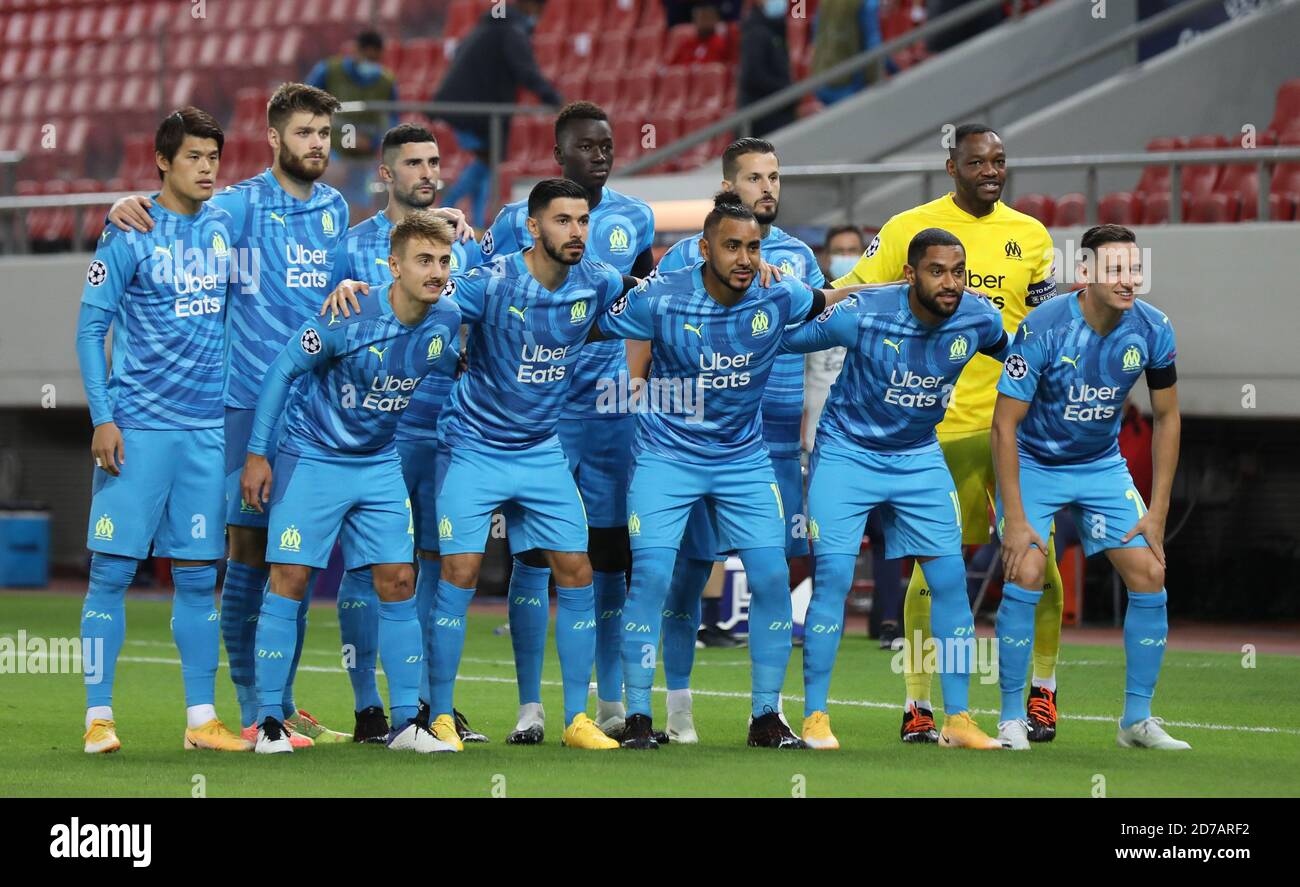 Calcio Calcio - Champions League - Gruppo C - Olympiacos v Olympique de  Marseille - Stadio Karaiskakis, Pireo, Grecia - 21 ottobre 2020 i giocatori  di Olympique de Marseille posano per una