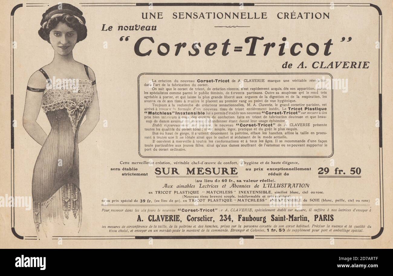 Publicite de presse pour une boutique de vetement a Saint Germain des Pres 1910 Foto Stock