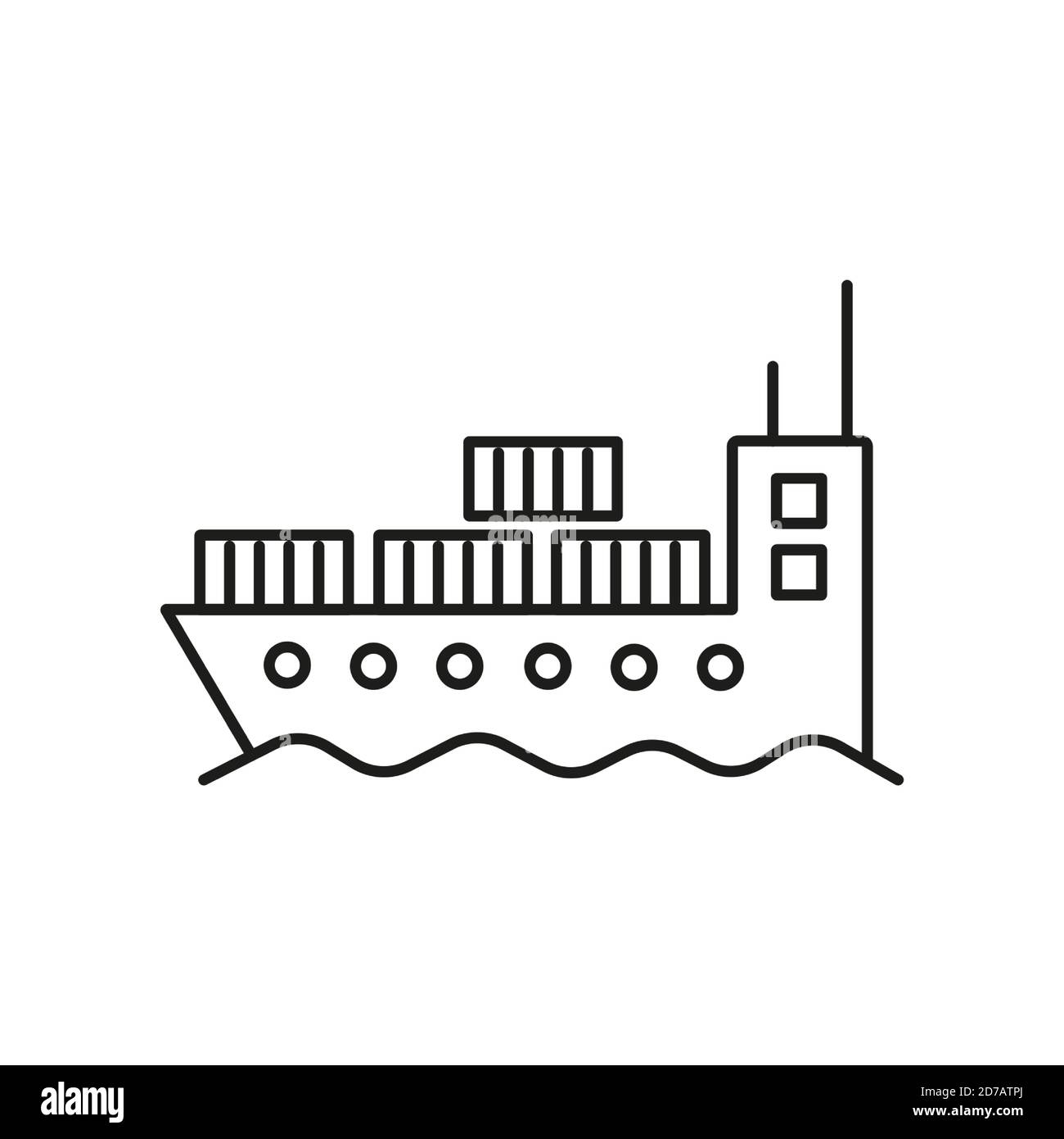 icona della nave da carico elemento dell'icona logistica per il concetto mobile e le app web. L'icona della nave da carico a linea sottile può essere utilizzata per il Web e i dispositivi mobili. Icona Premium attivata Illustrazione Vettoriale