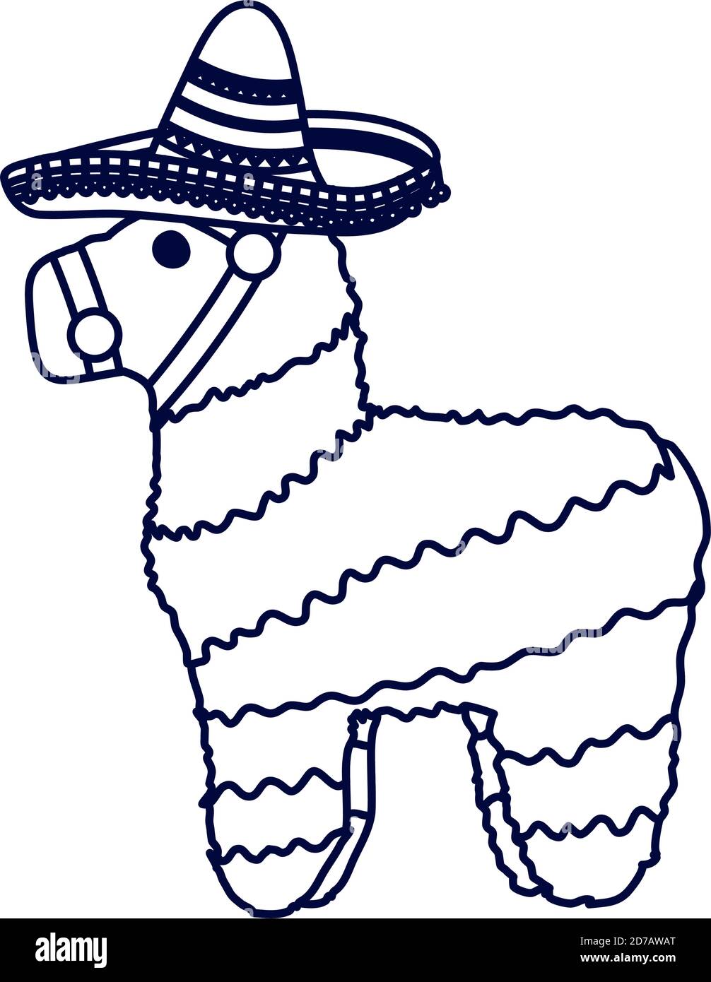 cultura messicana pinata linea stile icona disegno vettoriale illustrazione Illustrazione Vettoriale