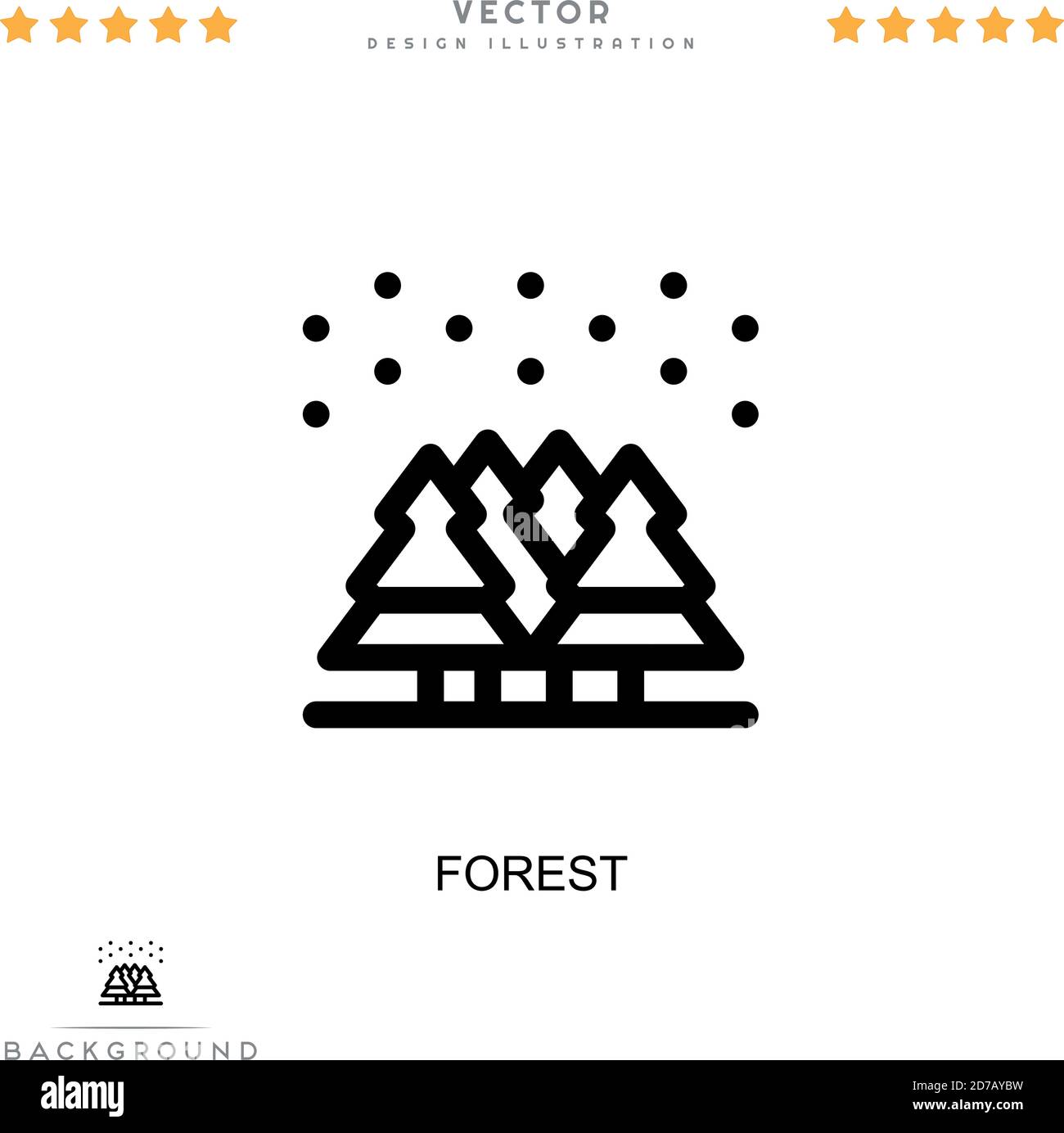 Icona Foresta. Semplice elemento della raccolta delle interruzioni digitali. Icona della foresta di linee per modelli, infografiche e altro ancora Illustrazione Vettoriale