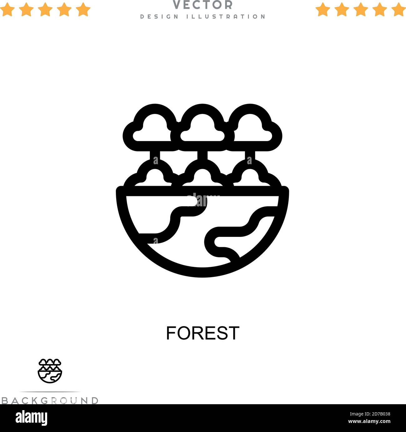 Icona Foresta. Semplice elemento della raccolta delle interruzioni digitali. Icona della foresta di linee per modelli, infografiche e altro ancora Illustrazione Vettoriale