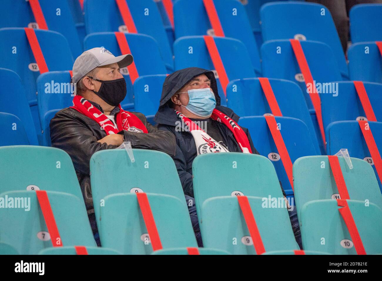 999 spettatori sono ammessi alla partita, Soccer Champions League, palco di gruppo, gruppo H, giornata 1, RB Leipzig (L) - Istanbul Basaksehir FK (IBB), il 20 ottobre 2020 a Lipsia/Germania. Â | utilizzo in tutto il mondo Foto Stock