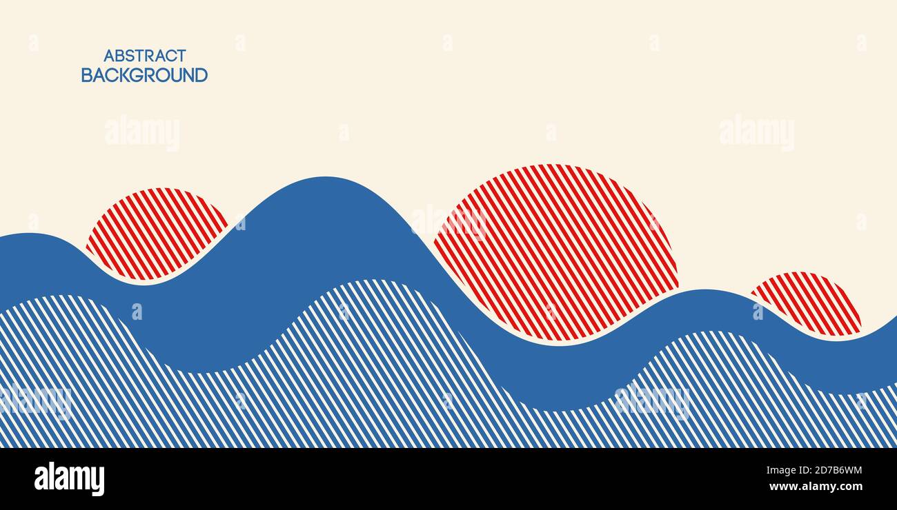 Sfondo astratto, poster, banner. Composizione di onde dinamiche, linee, forme liquide a strisce. Design alla moda. Illustrazione del colore vettoriale. Illustrazione Vettoriale