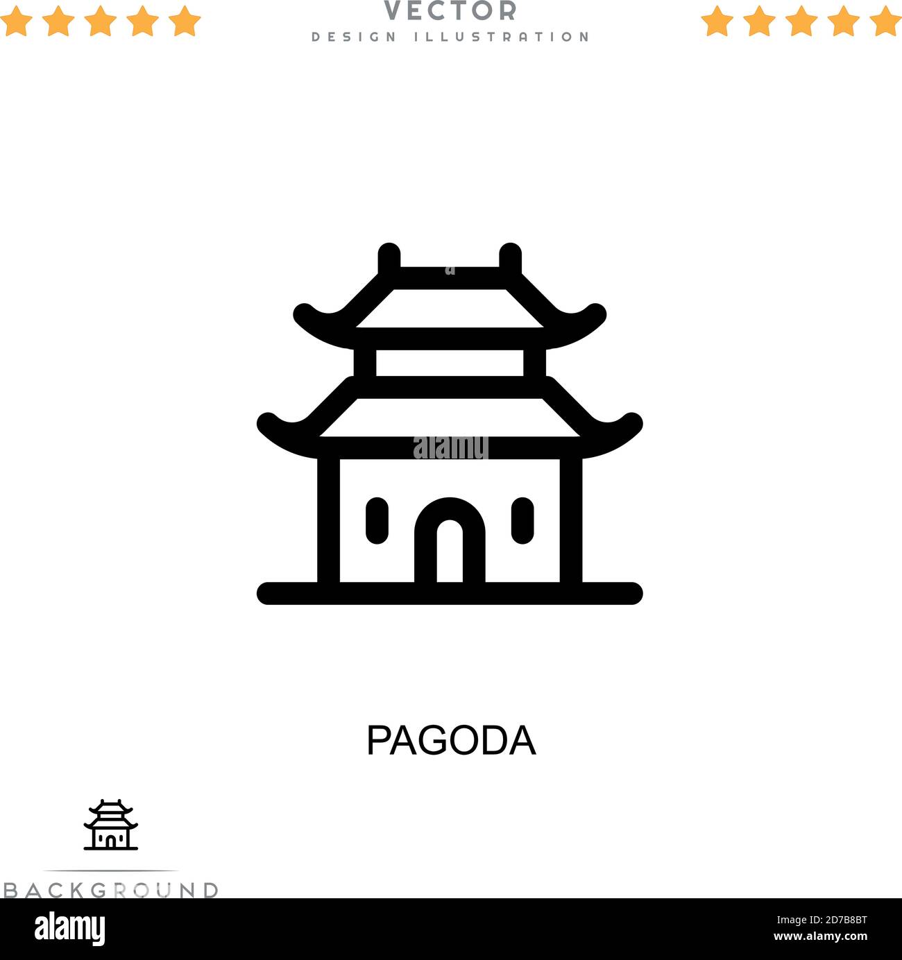 Icona Pagoda. Semplice elemento della raccolta delle interruzioni digitali. Icona pagoda della linea per modelli, infografiche e altro ancora Illustrazione Vettoriale