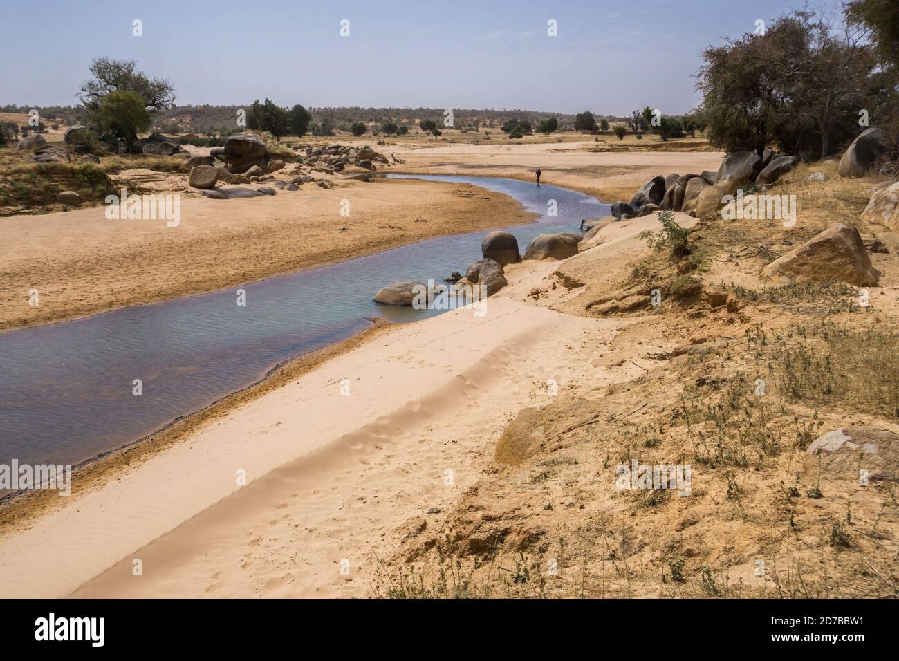 Asciugato fuori letto di fiume del fiume Niger, Niger, Africa occidentale Foto Stock