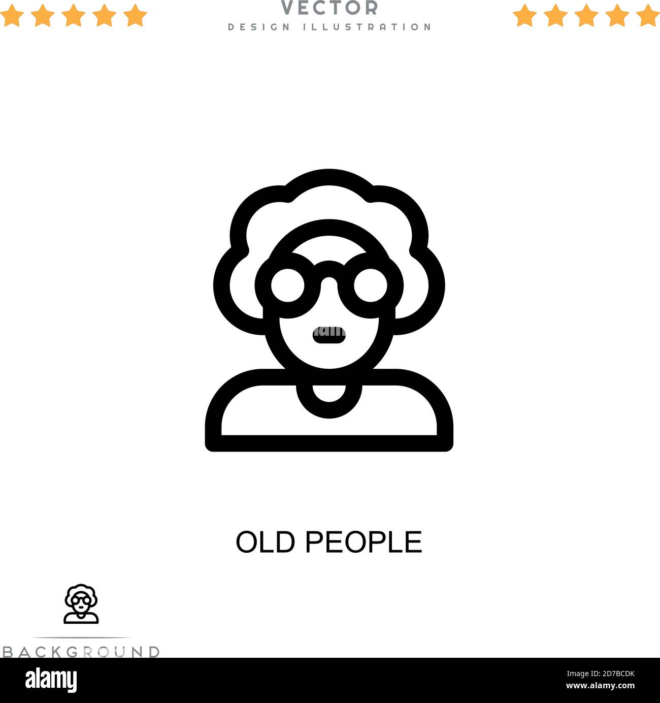 Icona persone anziane. Semplice elemento della raccolta delle interruzioni digitali. Icona Line Old People per modelli, infografiche e altro ancora Illustrazione Vettoriale