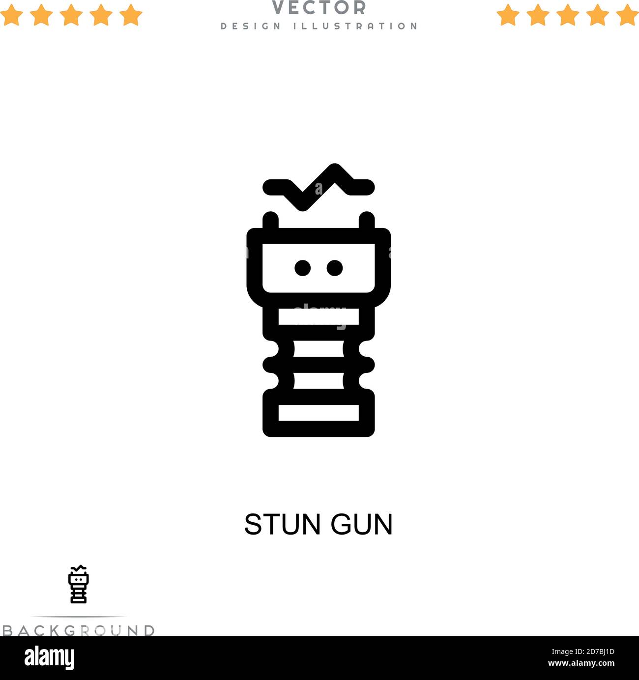 Icona pistola stun. Semplice elemento della raccolta delle interruzioni digitali. Icona della pistola stun della linea per modelli, infografiche e molto altro Illustrazione Vettoriale