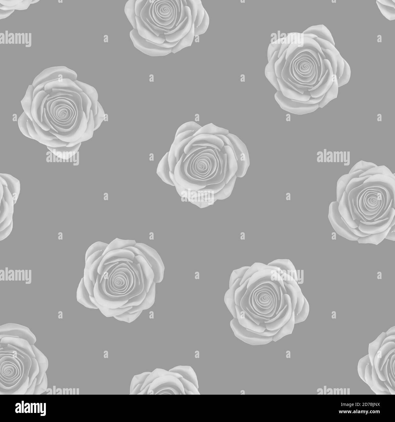 motivo grigio senza cuciture di rose rosa. illustrazione 3d Foto Stock