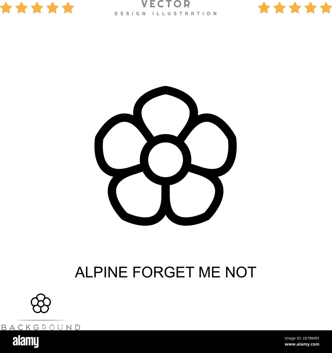 Alpine Forget me not icon. Semplice elemento della raccolta delle interruzioni digitali. Line Alpine Forget me not icon for templates, infographics and more Illustrazione Vettoriale