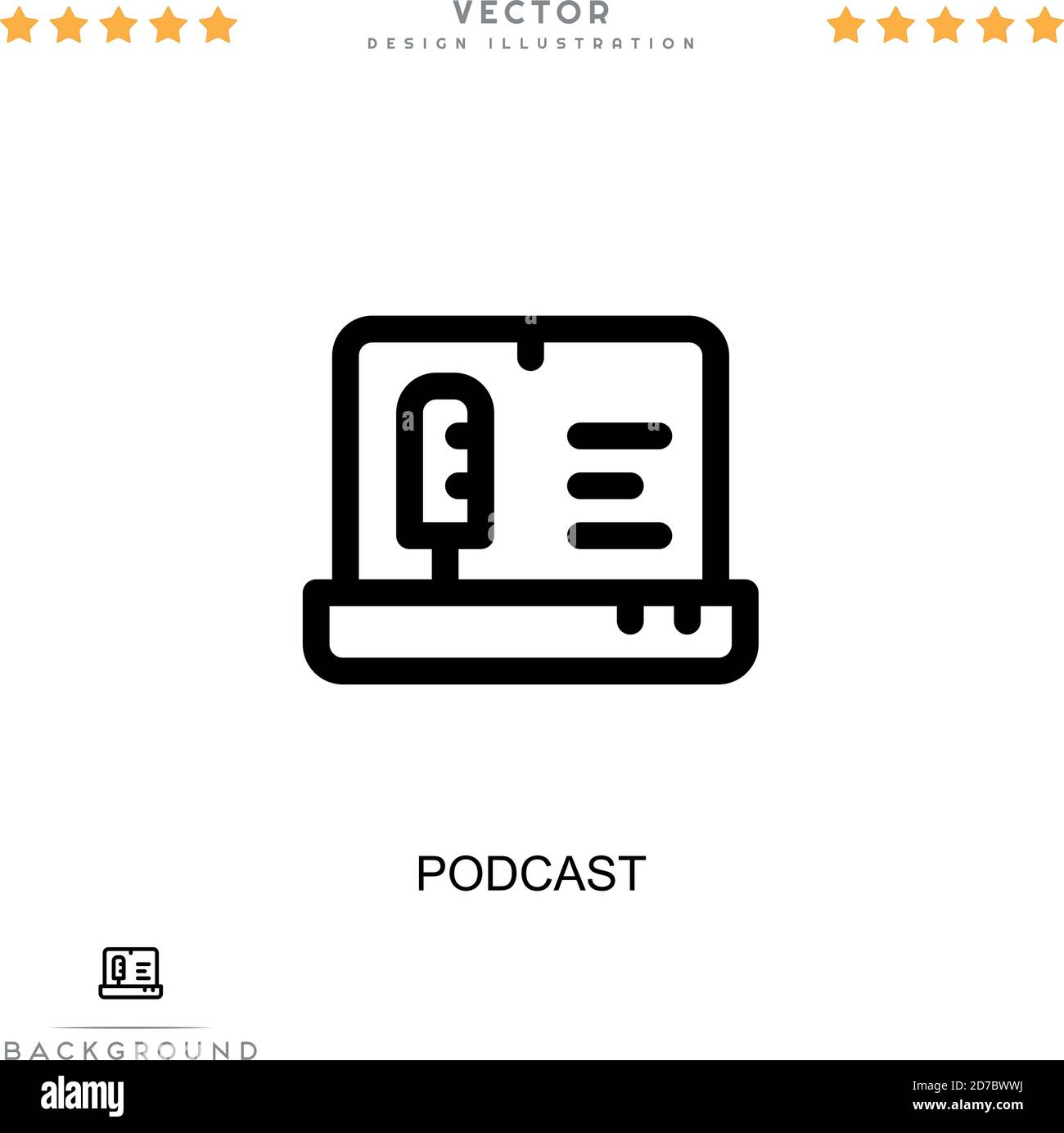 Icona podcast. Semplice elemento della raccolta delle interruzioni digitali. Icona del podcast di linea per modelli, infografiche e altro ancora Illustrazione Vettoriale