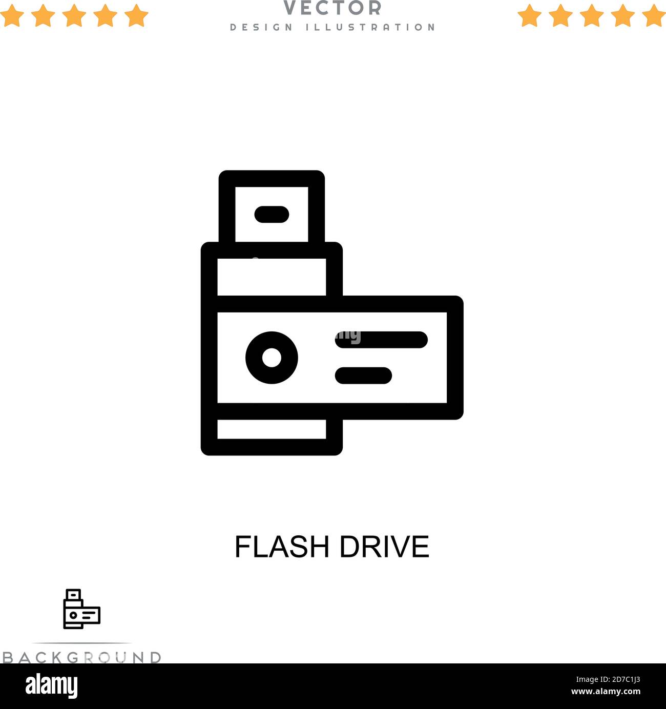 Icona dell'unità flash. Semplice elemento della raccolta delle interruzioni digitali. Icona dell'unità Line Flash per modelli, infografiche e altro ancora Illustrazione Vettoriale