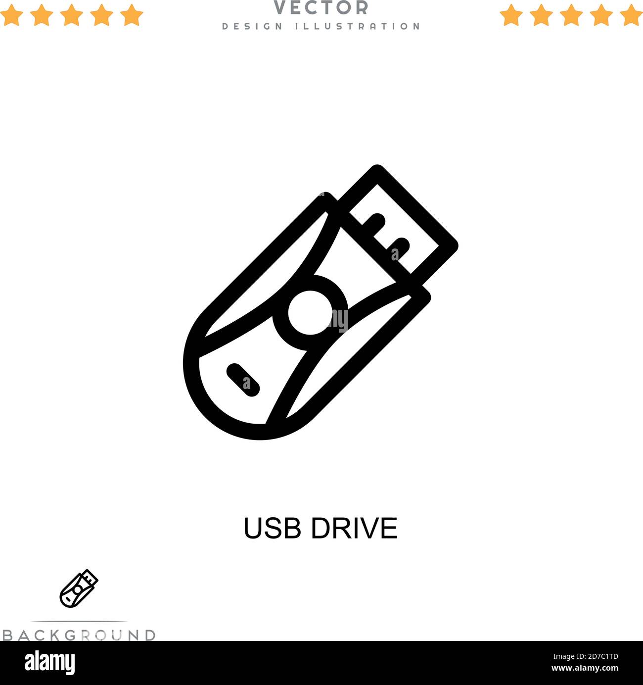 Icona dell'unità USB. Semplice elemento della raccolta delle interruzioni digitali. Icona dell'unità USB di linea per modelli, infografiche e altro ancora Illustrazione Vettoriale