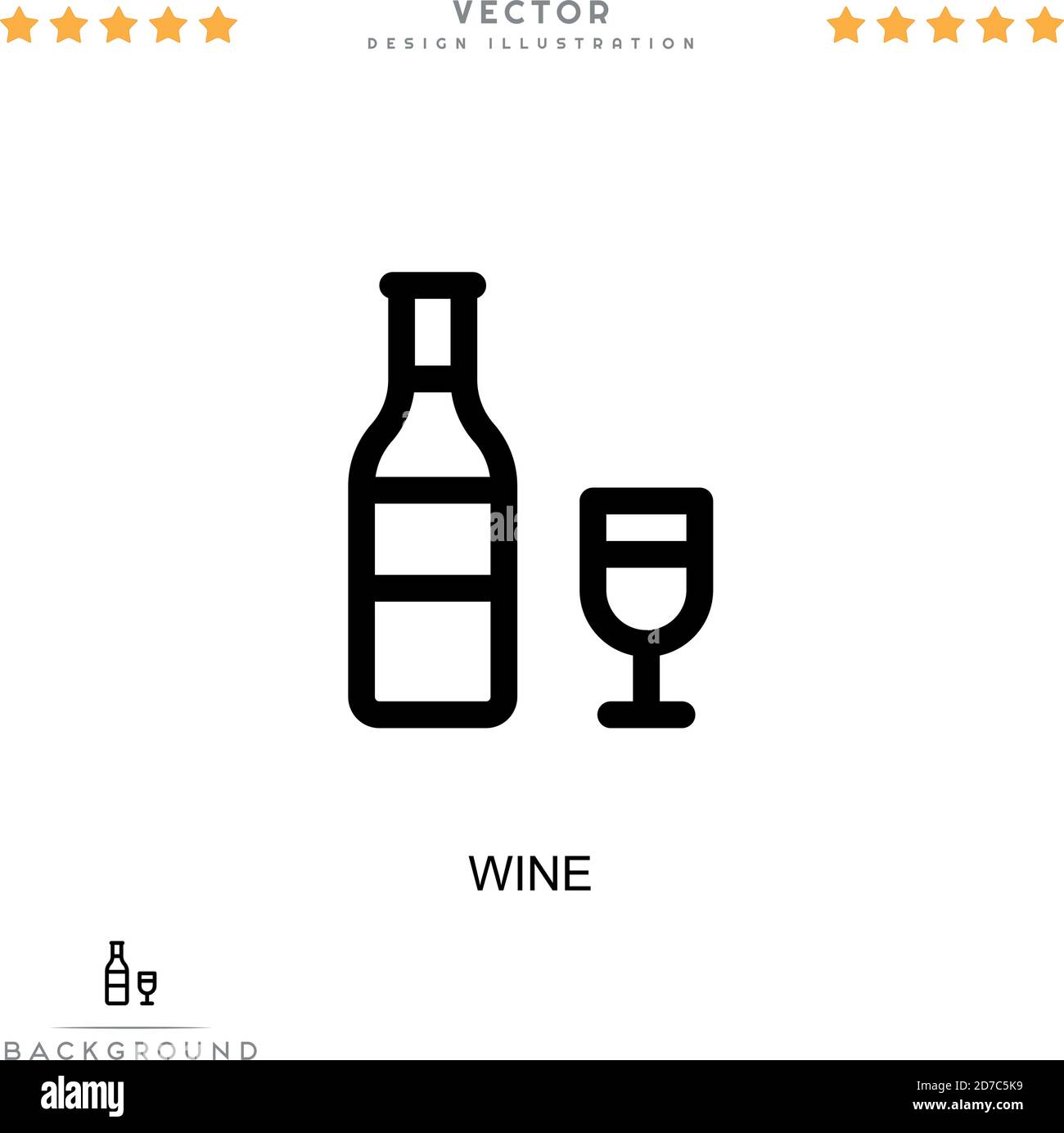Icona del vino. Semplice elemento della raccolta delle interruzioni digitali. Icona Line Wine per modelli, infografiche e altro ancora Illustrazione Vettoriale