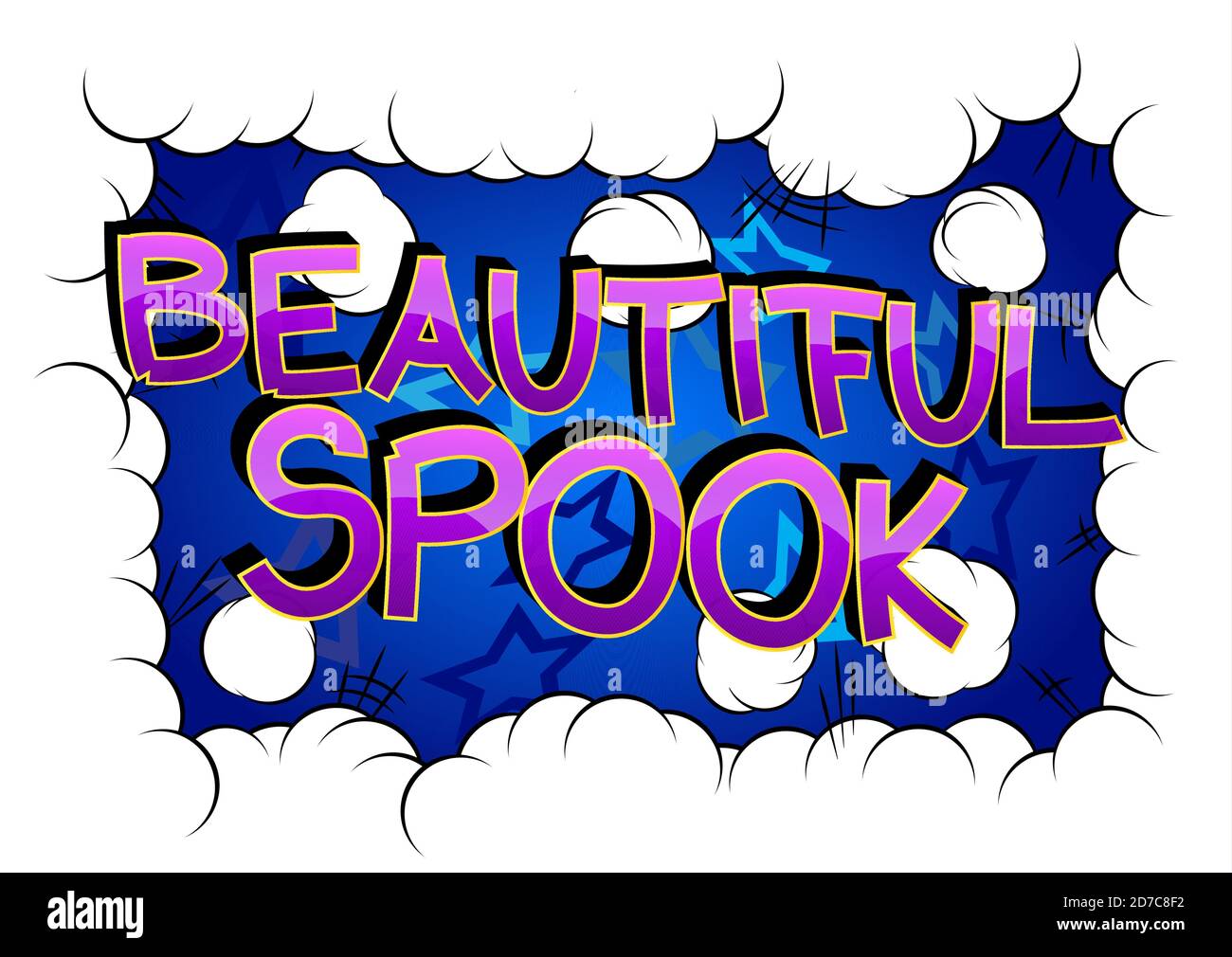 Bella Spook Comic libro stile cartoon parole su astratto sfondo colorato fumetti. Illustrazione Vettoriale