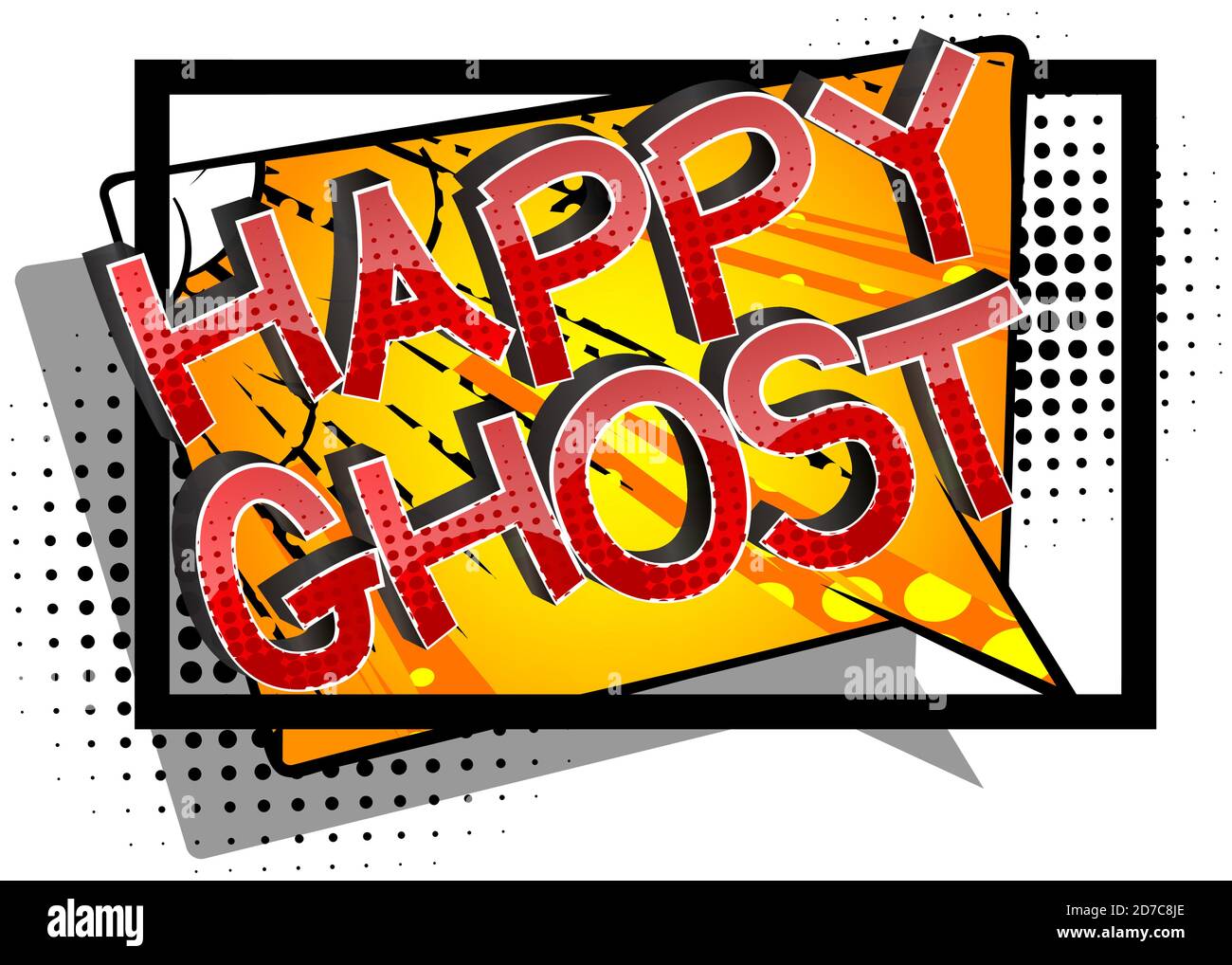 Happy Ghost Comic libro stile cartoon parole su astratto sfondo colorato fumetti. Illustrazione Vettoriale