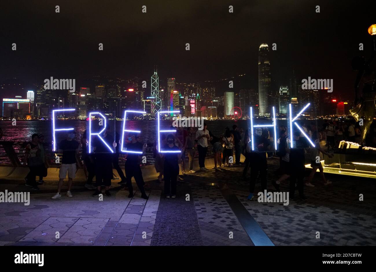 Protesta notturna a Hong Kong Foto Stock