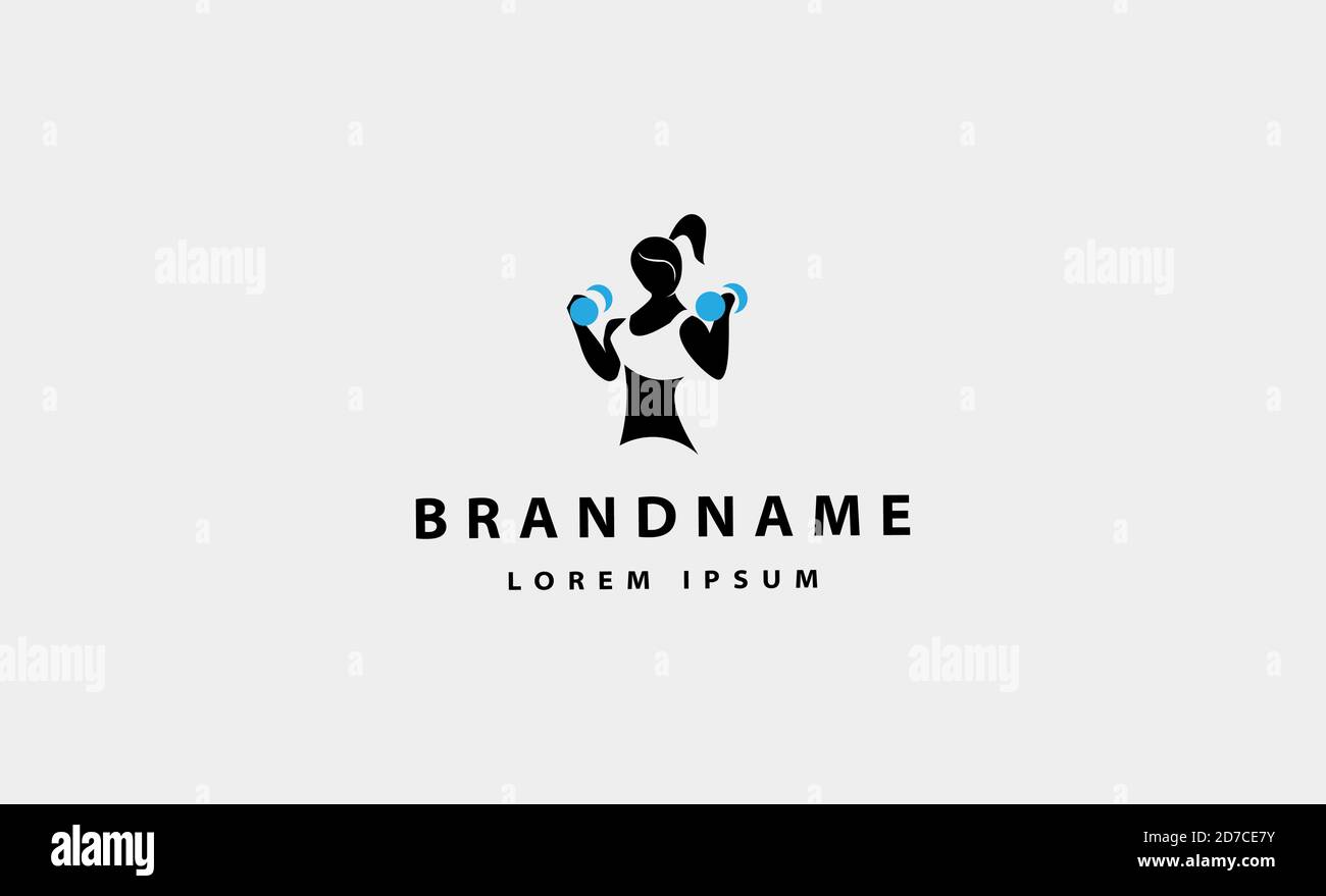 donna fitness logo disegno vettore Illustrazione Vettoriale