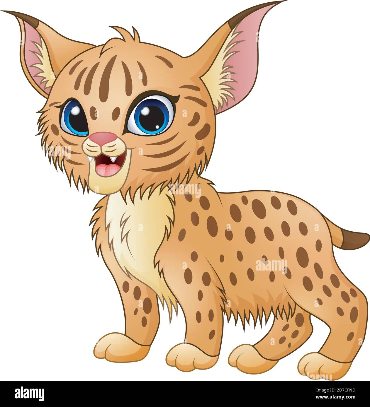 Illustrazione vettoriale di carino cartoon bobcat Illustrazione Vettoriale