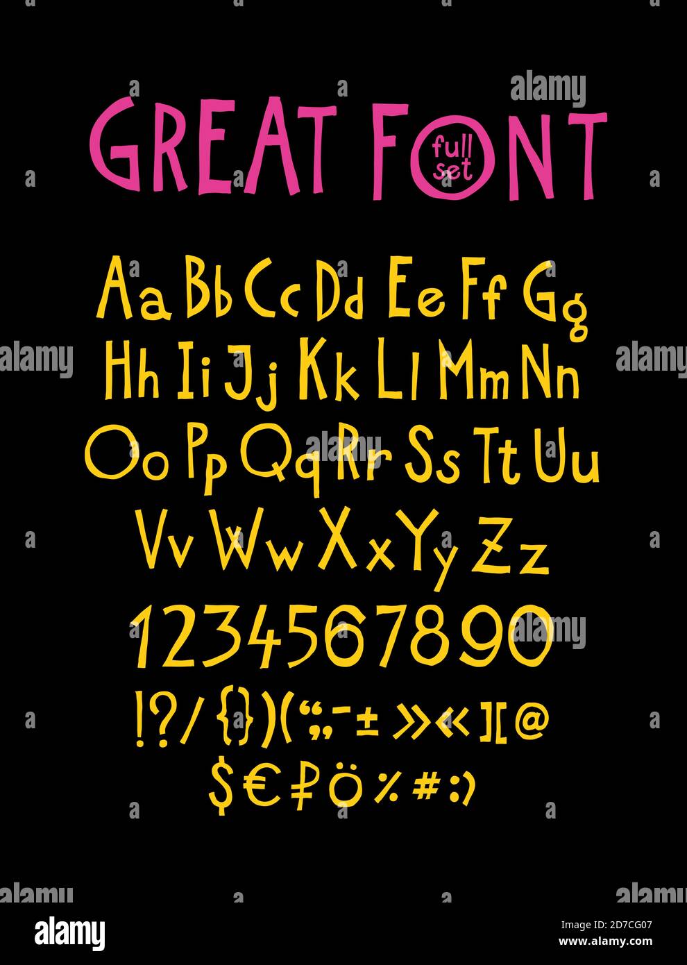 Inglese, carattere originale del display. Vettore. Alfabeto dell'autore. Un insieme completo di segni, numeri, lettere maiuscole e minuscole latine. Può essere utilizzato in de Illustrazione Vettoriale