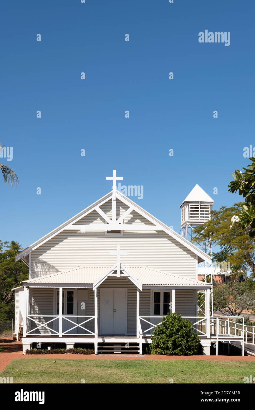 Chiesa Anglicana di Broome che mostra le caratteristiche architettoniche locali. Foto Stock