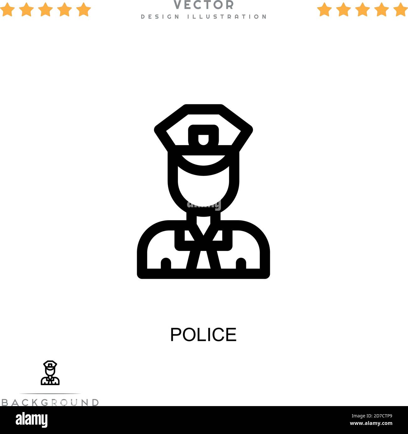 Icona polizia. Semplice elemento della raccolta delle interruzioni digitali. Icona polizia di linea per modelli, infografiche e altro ancora Illustrazione Vettoriale