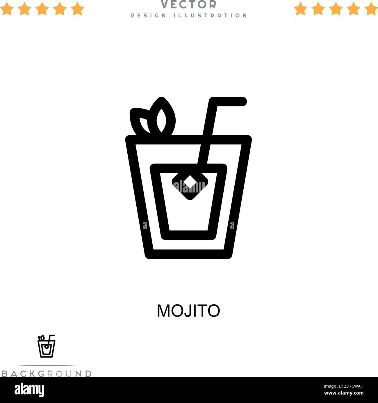 Icona Mojito. Semplice elemento della raccolta delle interruzioni digitali. Icona Line Mojito per modelli, infografiche e altro ancora Illustrazione Vettoriale