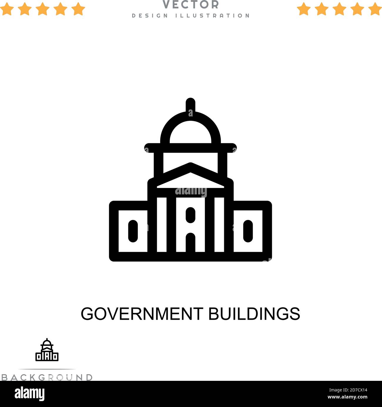 Icona edifici governativi. Semplice elemento della raccolta delle interruzioni digitali. Icona edifici governativi per modelli, infografiche e altro ancora Illustrazione Vettoriale