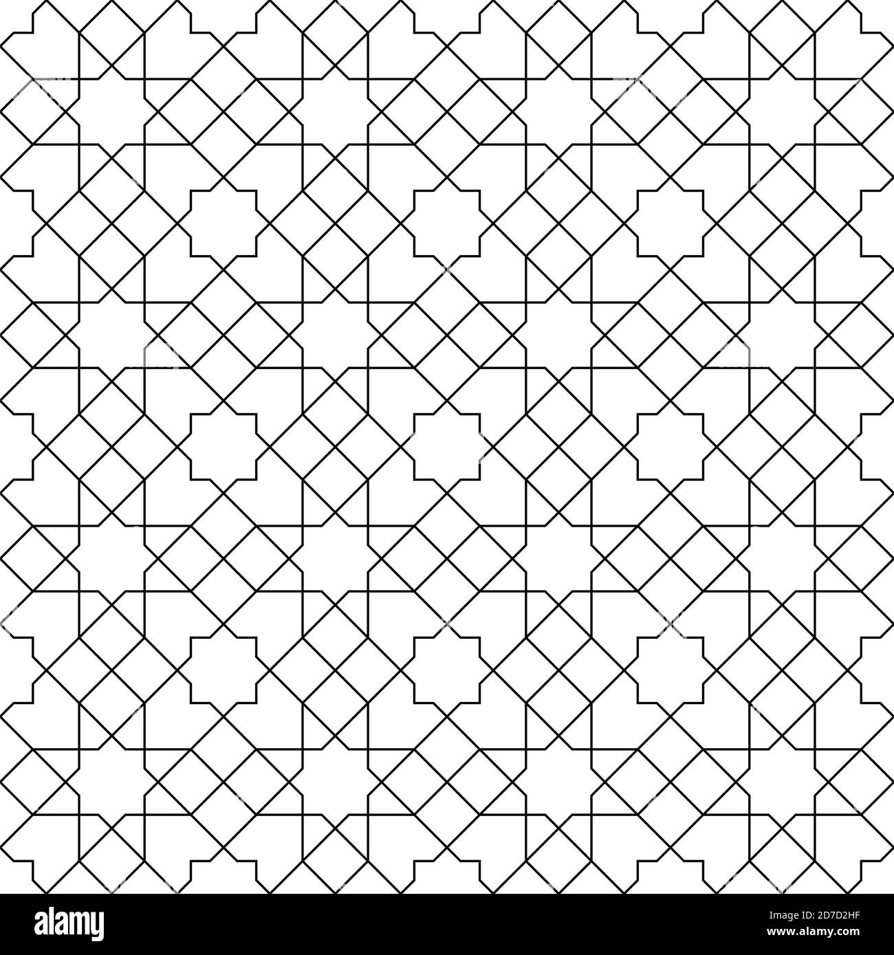 Decorazioni geometriche senza cuciture basate su arte islamica tradizionale.linee bianche e nere.ottimo design per tessuto,tessuto,copertina,carta da imballaggio,sfondo,las Illustrazione Vettoriale