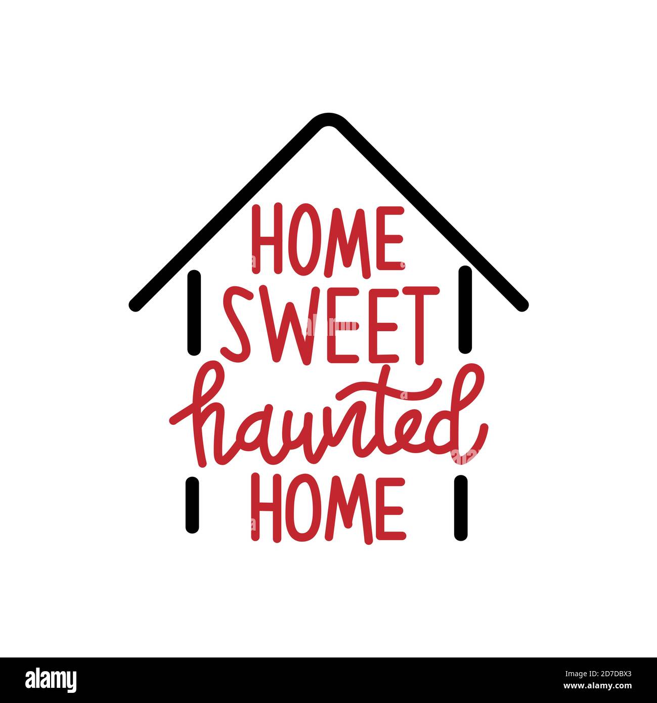 Home Sweet Haunted Home - citazione di Halloween su sfondo nero. Buon per t-shirt, tazza, prenotazione di rottami, regalo, stampa. Citazioni di vacanza. Illustrazione Vettoriale