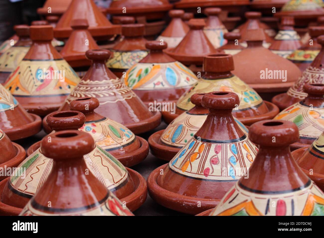 Tagine in vendita in Marocco Foto Stock