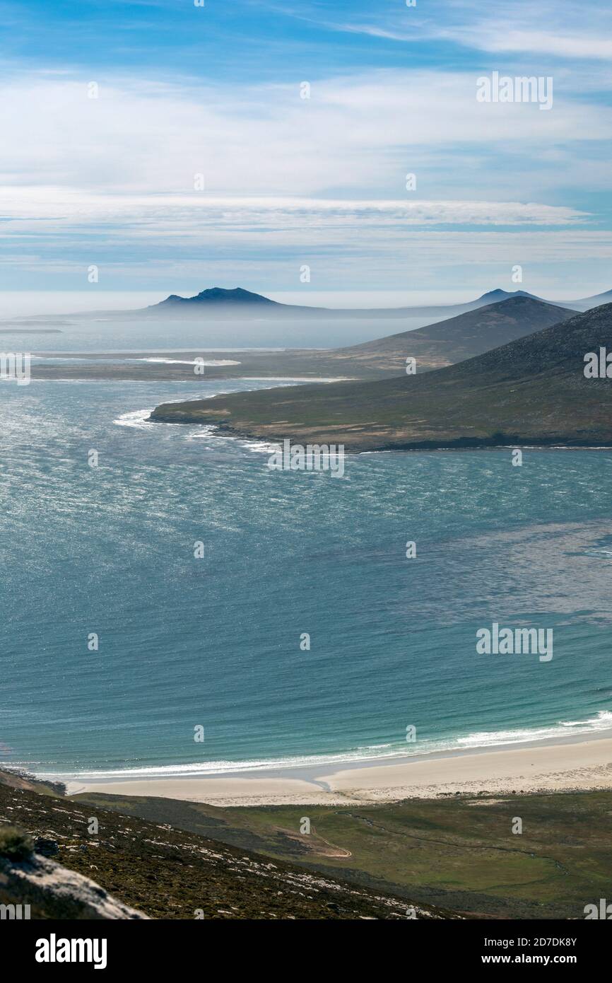 Isola di Saunders; Vista dal Monte Rookery; Falklands Foto Stock