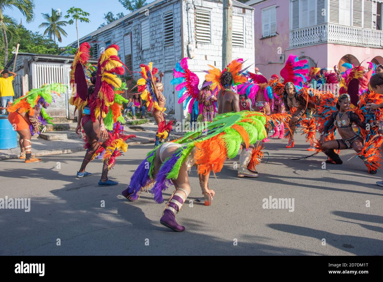 Frederiksted, St. Croix, Isole Vergini americane - Gennaio 4,2020: Parata annuale con ballerini in azione per celebrare la cultura caraibica su St. Croix Foto Stock