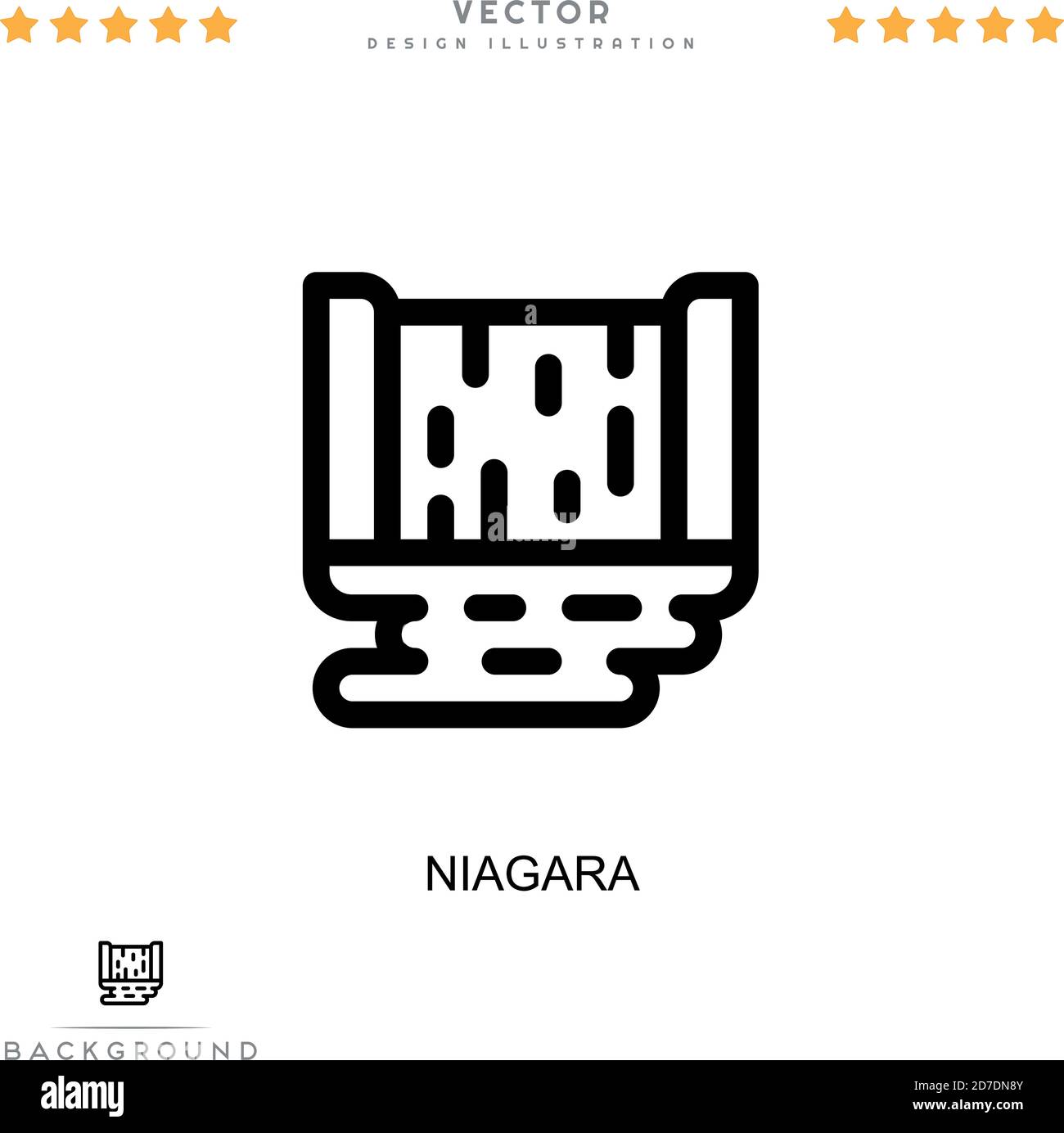 Icona Niagara. Semplice elemento della raccolta delle interruzioni digitali. Icona Line Niagara per modelli, infografiche e altro ancora Illustrazione Vettoriale