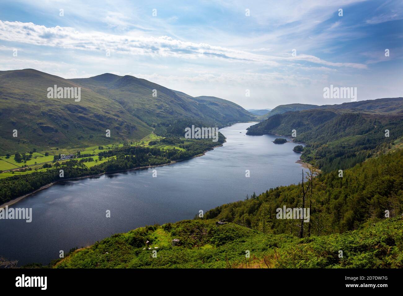 Guardando giù su Thirlmere da Raven Crag, Lake District, Regno Unito. Foto Stock