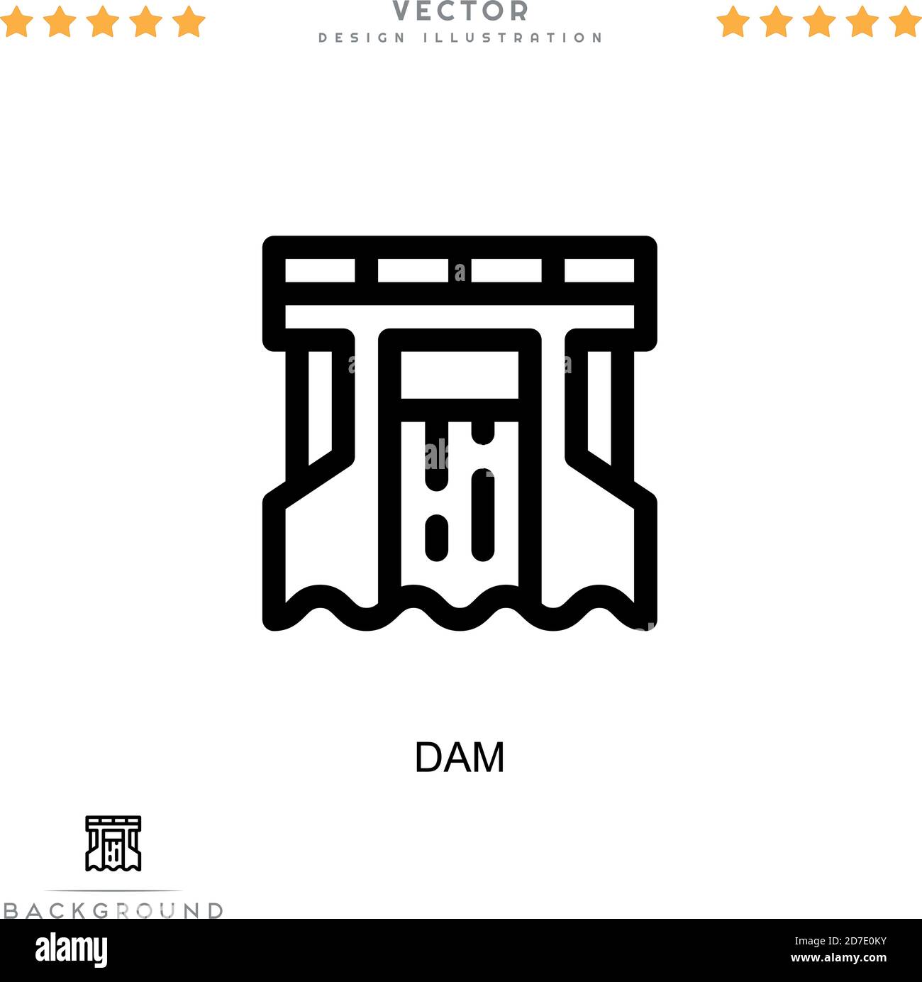 Icona DAM. Semplice elemento della raccolta delle interruzioni digitali. Icona Line Dam per modelli, infografiche e altro ancora Illustrazione Vettoriale