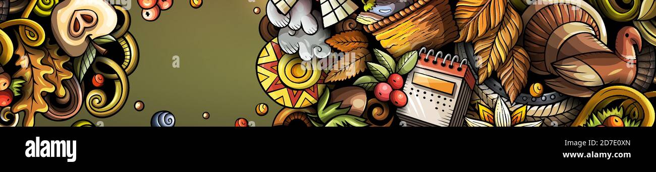 Giorno di ringraziamento doodle illustrazione Illustrazione Vettoriale