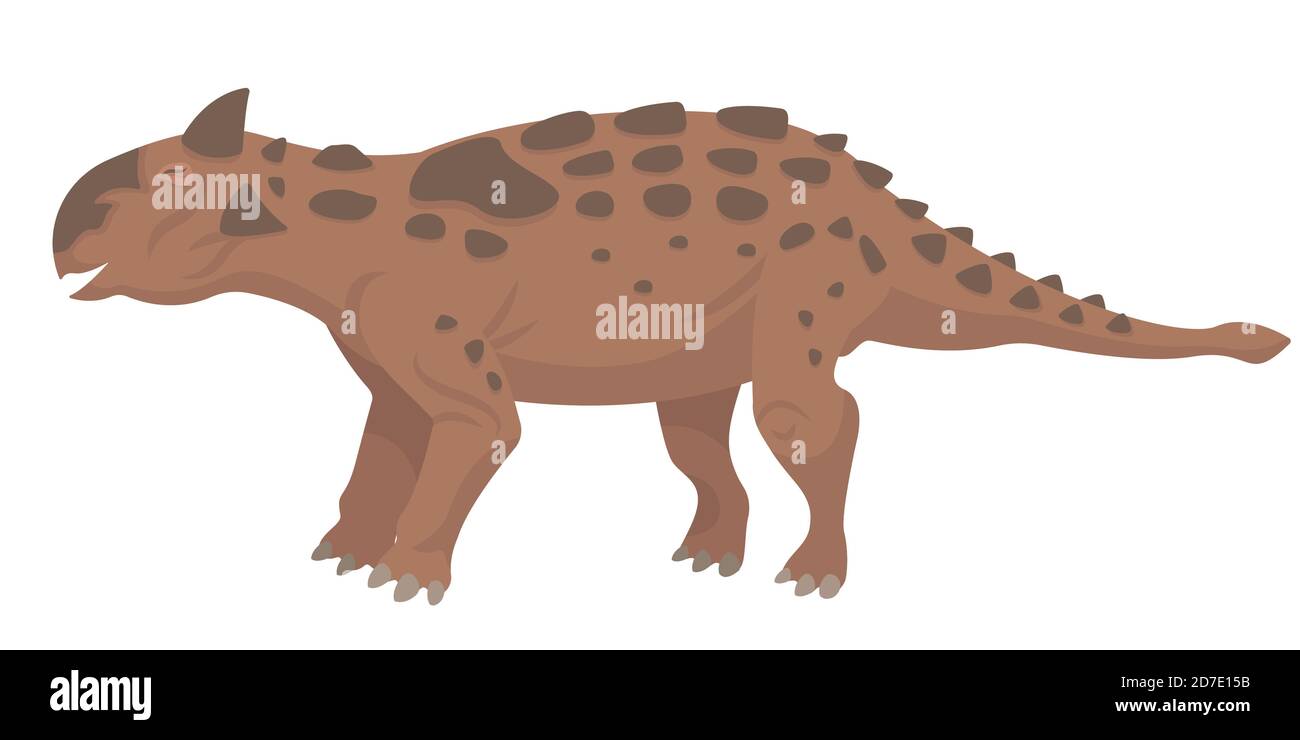 Talarurus in stile cartoon. Dinosauro erbivoro isolato su sfondo bianco. Illustrazione Vettoriale