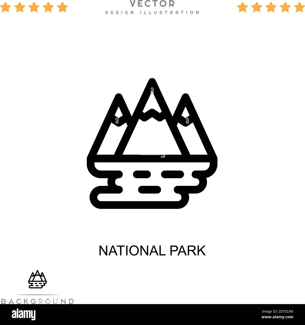 Icona del Parco Nazionale. Semplice elemento della raccolta delle interruzioni digitali. Icona Line National Park per modelli, infografiche e altro ancora Illustrazione Vettoriale