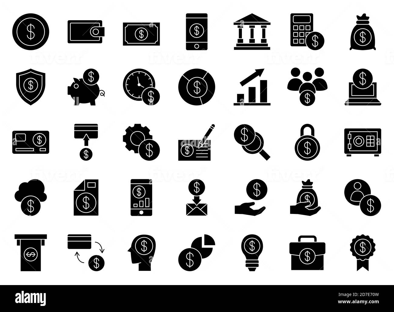 Iconset bancario Glyph Foto Stock