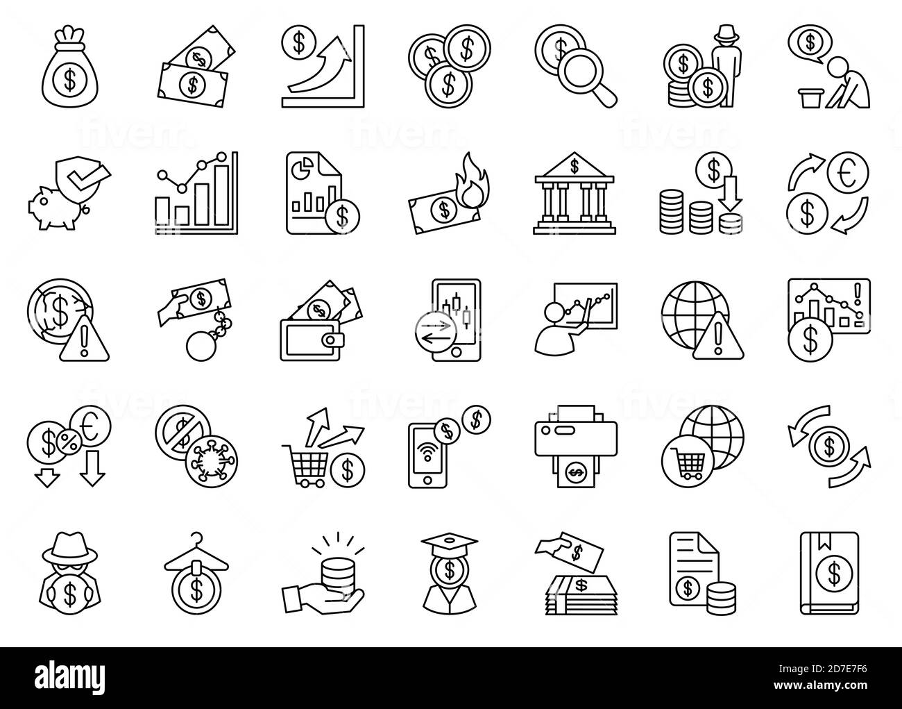 Iconset linea economica Foto Stock
