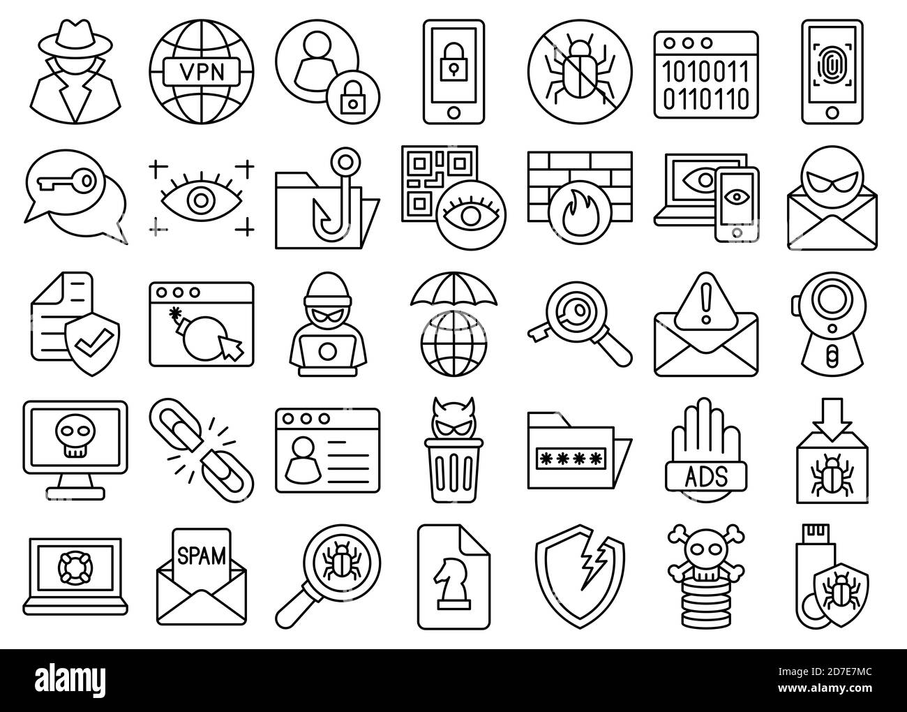 Iconset Cyber Security Line Foto Stock