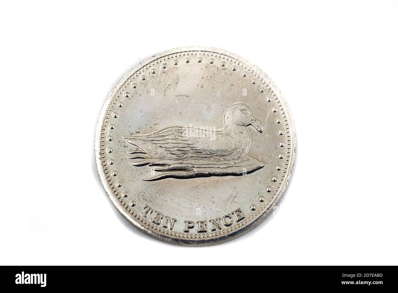 Una vista ravvicinata di un Ten Pence Coin da Isola di Gough Foto Stock