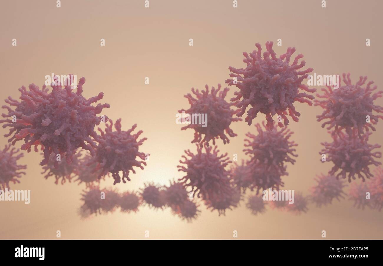 Un virus è un agente infettivo submicroscopico che si replica solo all'interno delle cellule viventi di un organismo. Una volta infettata, una cellula ospite è costretta a rapi Foto Stock