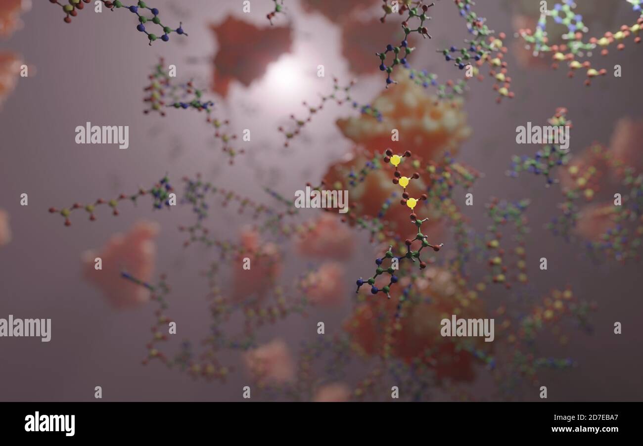 L'ATP (una molecola con legami ad alta energia) fornisce energia per guidare molti processi nelle cellule viventi, ad esempio la contrazione muscolare, l'impulso del nervo, la sintesi Foto Stock
