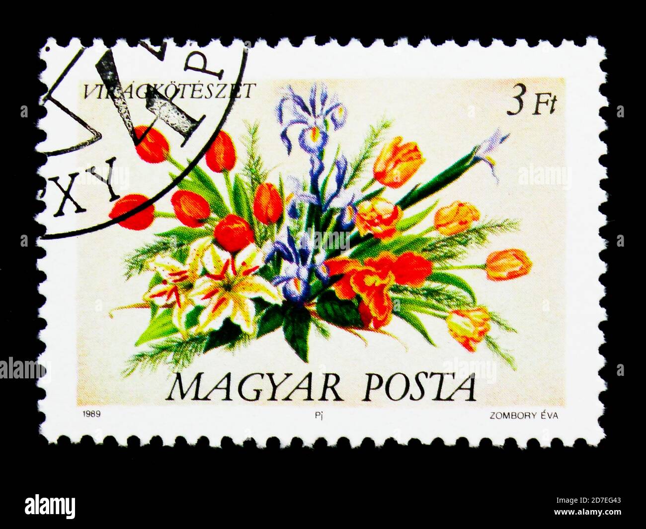 MOSCA, RUSSIA - 25 NOVEMBRE 2017: Un francobollo stampato in Ungheria mostra Fiori, serie, circa 1989 Foto Stock