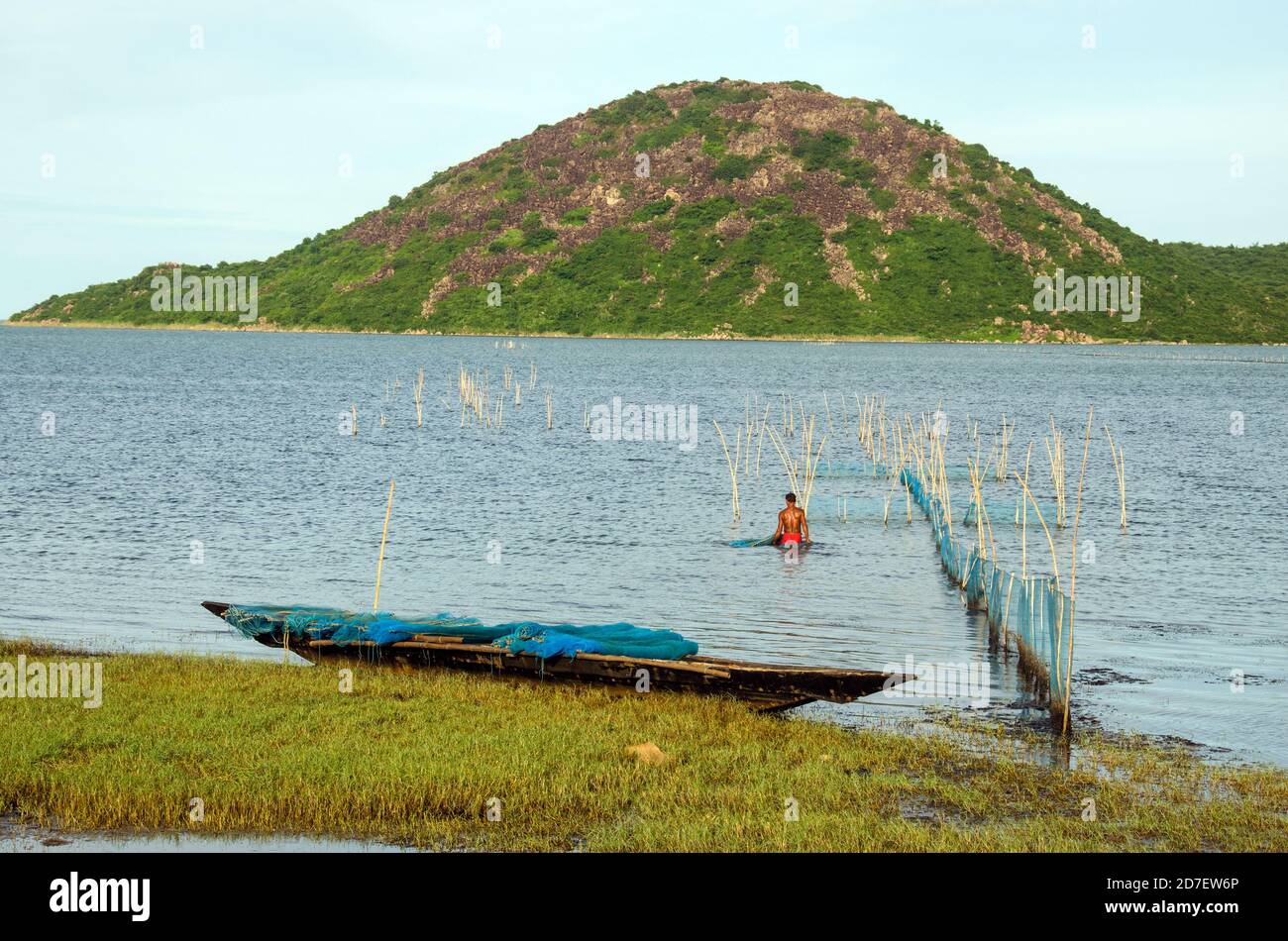 pescatore e paesaggio a rambha odisha Foto Stock