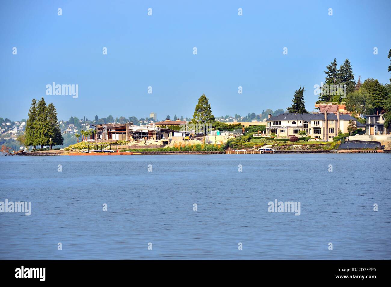 Lake Front Homes a Meydenbaur Bay a Bellevue, Washington state-USA Foto Stock
