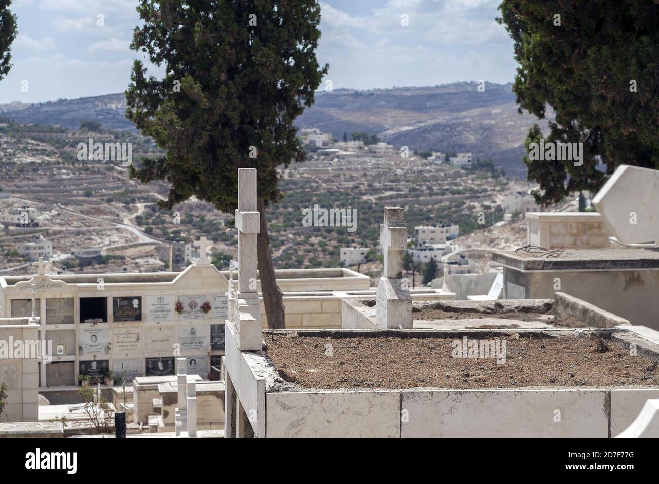 Betlemme, בית לחם, Palestina, بيت لحم, Israele, Izrael, ישראל, Palestina, دولة فلسطين; cimitero cristiano. Cementerio cristiano. Christlicher Friedhof Foto Stock